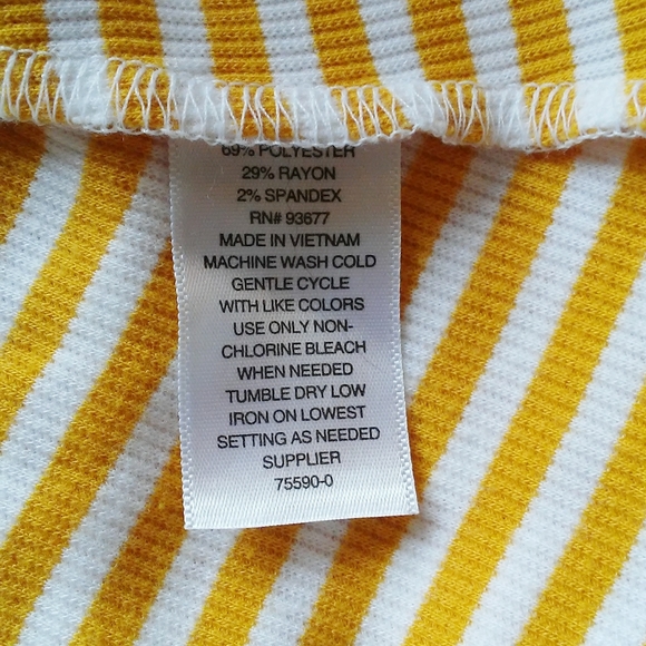 a.n.a Tie Front Mustard Stripe Button Tank Top - Picture 7 of 7